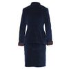 Secondhand Blumarine Navy Velvet Skirt Suit With Fur Cuffs - '00s