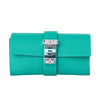 Secondhand Hermès Medor Clutch in Green Leather with Palladium Hardware -'10s
