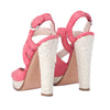 Secondhand Casadei Pink Nubuck Leather Ankle Strap Espadrille Sandals- '10s