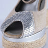 Secondhand Hogan Linen & Silver Wedge Espadrilles -'10s