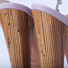 Secondhand Casadei Lavender Leather Platform Sandals with Sculpted Wooden Heel - '10s