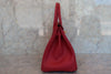Hermes Birkin Handbag Red Courchevel with Gold Hardware