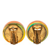 Chanel Gold Plated Resin CC Camellia Button Clip On Earrings Secondhand