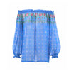 Secondhand Yves Saint Laurent Top And Blue Floral Silk Skirt Set - '70s