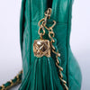 Secondhand Chanel Emerald Green Quilted Lambskin Front Pocket Tassel Camera Bag Gold Hardware -'90s
