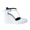 Secondhand Prada White Leather T-Strap Platform Wedge Sandals - '10s