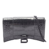 Balenciaga Shiny Calfskin Crocodile Embossed Hourglass Wallet On Chain Secondhand