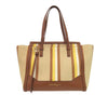 Ferragamo Medium Striped Canvas and Leather Amy Tote Secondhand