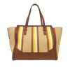 Ferragamo Medium Striped Canvas and Leather Amy Tote Secondhand