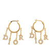 Dior Dio(r)evolution Gold Plated Strass Drop Hoop Earrings Secondhand