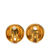 Chanel Gold Plated Logo Engraved Clip On Earrings Secondhand