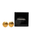 Chanel Gold Plated Logo Engraved Clip On Earrings Secondhand