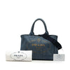 Prada Small Denim Canapa Logo Satchel Secondhand