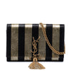 Secondhand Saint Laurent Metallic Striped Fabric Monogram Kate Tassel Wallet on Chain