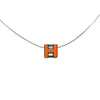 Hermès Palladium Plated Enamel Cage dH Cube Necklace Secondhand