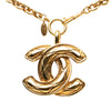 Chanel CC Gold Plated Quilted Pendant Necklace Secondhand
