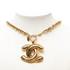 Chanel CC Gold Plated Quilted Pendant Necklace Secondhand