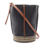 LOEWE Raffia Trimmed Leather Anagram Gate Bucket Bag Secondhand