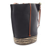 LOEWE Raffia Trimmed Leather Anagram Gate Bucket Bag Secondhand