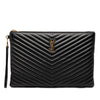 Saint Laurent Quilted Chevron Leather Monogram Document Holder Secondhand