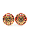Chanel CC Gold Plated Enamel Round Clip On Earrings Secondhand