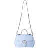 Secondhand Gucci Gg Marmont Small Top Handle Pastel Blue Matelassé Leather Bag