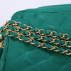 Secondhand Chanel Emerald Green Quilted Lambskin Front Pocket Tassel Camera Bag Gold Hardware -'90s