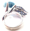 Secondhand Chanel Camellia Flower Aquamarine Sapphire White Gold Ring - '90s