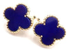 Van Cleef & Arpels Vintage Lapis Lazuli Alhambra Yellow Gold Earrings Secondhand