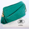 Secondhand Chanel Emerald Green Quilted Lambskin Front Pocket Tassel Camera Bag Gold Hardware -'90s
