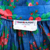 Secondhand Yves Saint Laurent Top And Blue Floral Silk Skirt Set - '70s