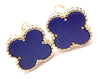 Van Cleef & Arpels Vintage Lapis Lazuli Alhambra Yellow Gold Earrings Secondhand