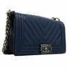 Secondhand Chanel Boy Navy Leather Bag