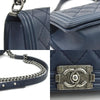 Secondhand Chanel Boy Navy Leather Bag