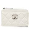 Secondhand Chanel CC Quilted Caviar Zip Around Coin and Card Holder