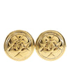 Chanel CC Gold Plated Quilted Round Clip On Earrings Secondhand