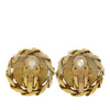 Chanel CC Gold Plated Strass Round Clip On Earrings Secondhand