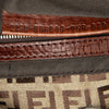 Fendi Zucchino Canvas Double Flap Shoulder Bag Secondhand