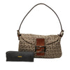 Fendi Zucchino Canvas Double Flap Shoulder Bag Secondhand