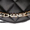 Chanel Quilted Lambskin Oval Logo Chain Top Handle Round Clutch on Chain Secondhand