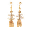 Chanel Gold Plated Enamel CC Bell Drop Push Back Earrings Secondhand