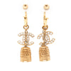 Chanel Gold Plated Enamel CC Bell Drop Push Back Earrings Secondhand