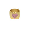 Chanel CC Gold Plated Crystals Heart Ring Secondhand
