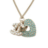 Secondhand Chanel Gold Plated Rhinestone CC Logo and Heart Pendant Necklace