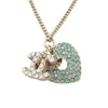 Chanel Gold Plated Rhinestone CC Logo and Heart Pendant Necklace Secondhand
