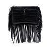 Saint Laurent Croc Embossed Calfskin Monogram Fringe Clutch Secondhand