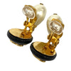 Chanel CC Gold Plated Resin and Faux Pearl Drop Clip On Earrings Secondhand