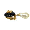 Chanel CC Gold Plated Resin and Faux Pearl Drop Clip On Earrings Secondhand