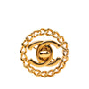 Chanel CC Gold Plated Turn Lock Chain Round Brooch Secondhand