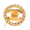 Chanel CC Gold Plated Turn Lock Chain Round Brooch Secondhand